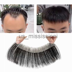 Synthetic Wigs Men's Toupee Human Short Hairpiece Natural Forehead Hairline Patch For Men V Style Front Male Remy Hair With Thin Skin Base x0826