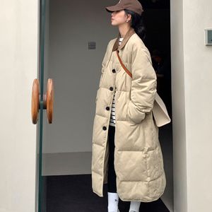 2023 여성의 겨울 중간 길이 한국 에디션 작은 향기 느슨하고 얇은 빈티지 스타일 코트 코트 캐주얼 다목적