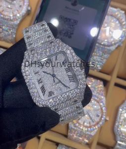 Herrrörelse för män isade ut Moissanite armbandsur mekanisk automatisk designer klockor av hög kvalitet diamantklocka Montre T14