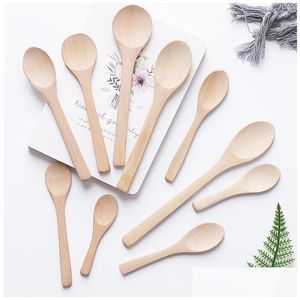 More Size Wooden Jam Spoon Honey Coffee New Delicate Kitchen Tableware Sugar Salt Spoons Drop Delivery Home Garden Dining Bar Flatware