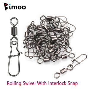 Acessórios de pesca Bimoo Rolling Swivel W Interlock Snap Pike Conector Pin Rigging Peso Sinker Fishhook Lure Swivels Tackle 230825