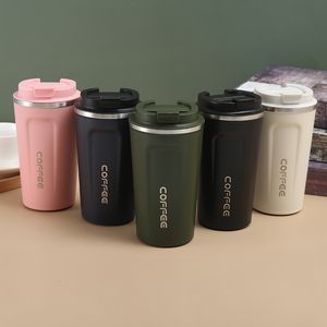 Bottiglie d'acqua Doppia tazza thermos da caffè in acciaio inossidabile 380510ml Tazza portatile multiuso Tazza thermos da viaggio per auto a prova di perdite 230825