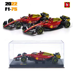 Diecast Model Bbuurago 1 43 75 75. rocznica Gialllo Modena 16# Leclerc 55# aluminiak Sainz Cast Cast Toy 230825