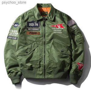 Primavera masculina ma1 piloto da força aérea jaqueta casual aeronaves bordado uniforme de beisebol militar casaco bomber blusão q230826