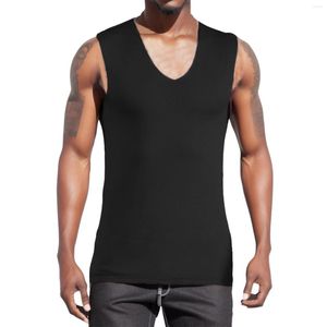 Men's Tank Tops Ice Silk Broadband Vest Leisure Traceless Sleeveless Thin Breathable V Neck Tank-top Casual Daily Wear Workout Costume