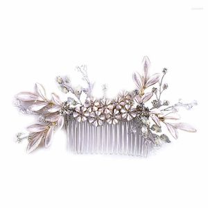Hair Clips Small Fresh Super Fairy White Leaves Shiny Rhinestone Comb Brides Headwear Temperament Wedding Dress Accessories TEN