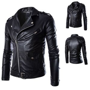 Herrläder faux läder pu läderjacka män zip lapel krage brittisk punk rock outwear rockar vintage vinter tjock varm masual motorcykeljackor 230825