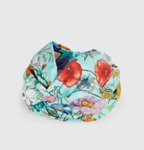 Designer de seda cruz elástica mulheres headbands 2023 verão nova itália marcas meninas vermelho flor dourada floral faixas de cabelo cachecol acessórios de cabelo presentes yoga headwraps