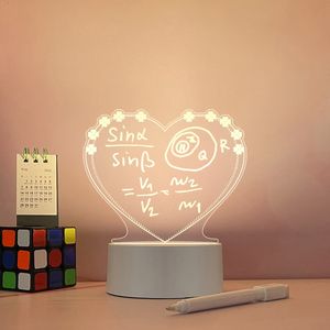 Decorative Objects Figurines DIY Creative LED Night Light Note Board Table Lamp USB Powered Nightlight Valentine's Day Gift For Children Kids Home Decoration 230826
