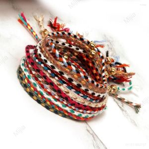 Braccialetti con ciondoli Boho per le donne Corda tessuta tibetana fatta a mano da uomo Nodi con nappe Bracciale con corda avvolgente Gioielli per coppie