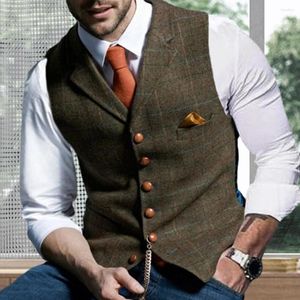 Men's Vests Warm Men Vest Stylish Single-breasted Business Waistcoat Slim-fit V-neck Lapel Design For Groomsmen Weddings Formal Events