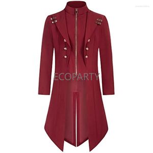 Herrgravrockar 2023 Steampunk Jacke Renaissance Gothic Costume Coat Medieval Pirate Cosplay Women Vintage Overcoat Stand Collar Zip-up