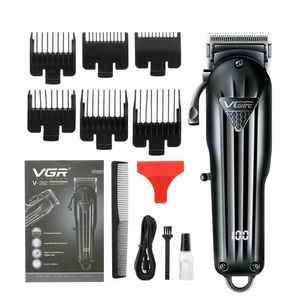 Barbeadores elétricos recarregável vgr profissional máquina de cortar cabelo aparador para homens máquina de corte barbeiro acessórios corte machin barba 230826