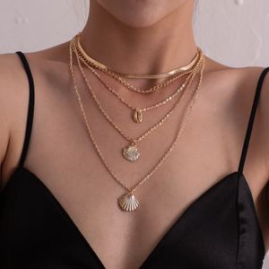 Scallop shell snake bone chain necklace women's fashion personality trend collars
