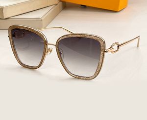 Metal Kedi Göz Güneş Gözlüğü Çıplak Glitter Gold Grey Graden Kadın Güneş Gözlükleri Yaz Sunnies Gafas de Sol Sonnenbrille UV400 GÖZ AÇIK