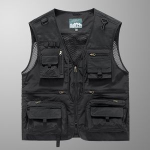 Gilet da uomo Giacca senza maniche Gilet da pesca moda Per uomo Gilet tascabile Pography Casual Primavera Autunno All'aperto Militare Nero 230826