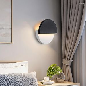 Lâmpada de parede sanmusion luzes led lua eclipse girar alumínio sala de estar interior crianças quarto decoração luminárias 100-240v leds