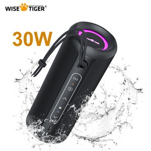 ポータブルスピーカーWISETIGERポータブルBluetoothスピーカー30W IPX7防水強力なサウンドボックスベースブーストデュアルペアリング真のワイヤレスステレオアウトドア230826