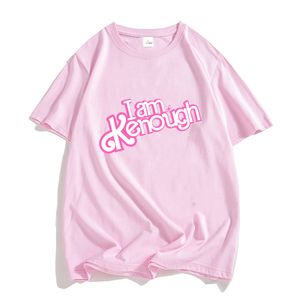 여자 티셔츠 나는 Kenough Barbenheimer 핑크 티셔츠 100% 면화 tshirts 여름 느슨한 그래픽 t 셔츠 O- 넥 의류 빈티지 스트리트웨어 230826