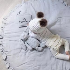 Tappeti Tappetini da gioco per bambini Pavimento rotondo Biancheria da letto in morbido cotone Coperta Tappetino strisciante in pizzo Game Pad Giocattoli per la camera dei bambini Decorazione della scuola materna