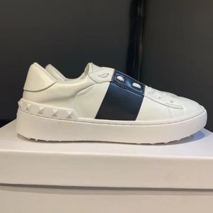 Homens homens abertos tênis sapatos casuais tênis pretos brancos vestido sapato de paris famosa couro respirável aberto para achange baixo esportista tênis eur 36-45