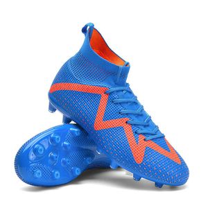 Womens Mens High Top AG TF Football Boots Blue White Black Soccer Shoes Youth Professional Training Shoes Size 35-47