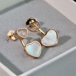 DUPE -märke av högsta kvalitet 925 Sterling Silver Heart Shell Dangle örhängen för kvinnor Rose Gold Plated