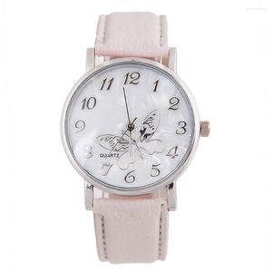 Armbanduhren Mode Schmetterling Frauen Uhren 2023 Einfache Braune Quarzuhr Vintage Leder Damen Uhr Reloj Relogio Femin