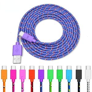 Micro USB -kabel 1m 2m 3m Nylonflätad datasynkronisering av USB -laddare för Samsung Huawei Xiaomi HTC Oppo Vivo Realme