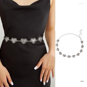 Gürtel Metall-Taillenkette mit geschnitzter Herzschnalle Damen-Kleidergürtel Shinning Thin