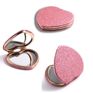 Compact Mirrors Portable Makeup Mirror Handheld Mini Heart DoubleSided Folding Vanity Mirror Compact Cosmetic Hand Mirrors Pocket Travel 230826