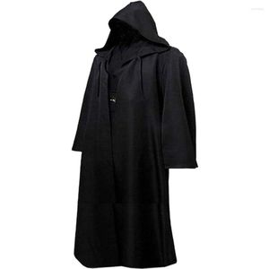 Trench da uomo Uomo Bambini Tunica Accappatoio con cappuccio Mantello Cavaliere Costume Cosplay Mago Vampiro Capo Monaco Fantasia Halloween Solido