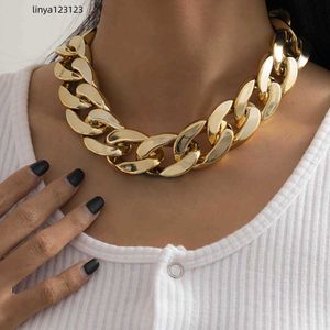 Tayel Punk Cuban Choker Gold Lightweight Chunky Oval Chain Link Necklace Statement Hip Hop Jewelry for Women and Girls