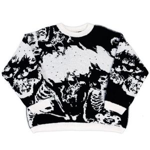 Мужские свитера Y2K Harajuku Готический череп Графический принт o Neck Weater Sweater Женский вязаный свитер осень зимний пулов. Случайные вершины 230827