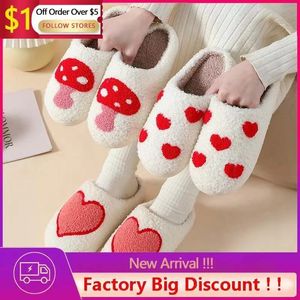 Slippers Christmas Elk Cotton Slippers For Men Women Lovely Cartoon Home Slip Resistant Couples Indoor Plush Cotton Shoes In Winter 230826