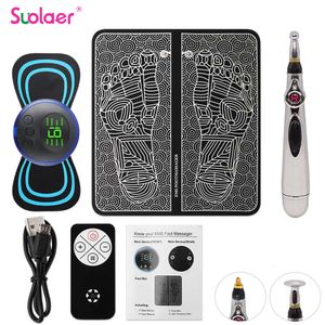 Foot Massager EMS Foot Mat with Controller Electrical Muscle Stimulation Massage Electric Neck Massager Electronic Acupuncture Energy Pen 230826