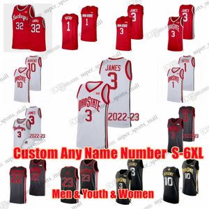 S-6xl Ohio State Buckeyes College Basketball Jerseys Бронни Джеймс Джамари Уилер Кайл Янг Вессон Э.Дж. Liddell Zed Key Russell Branham Etzler Мужские молодежные женщины