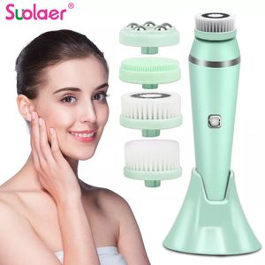 Rengöringsverktyg Tillbehör Electric 4in1 Ansiktsrengöring Brush Sonic Blackhead EXFOLIATING SILICONE Cleaner Skin Drawing Massage Home Spa Care 230826