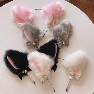 Headbands Bonito Masquerade Halloween Orelhas de Gato Headwear Cosplay Orelha de Gato Anime Festa Traje Sino Headwear Acessórios de Cabelo 230826