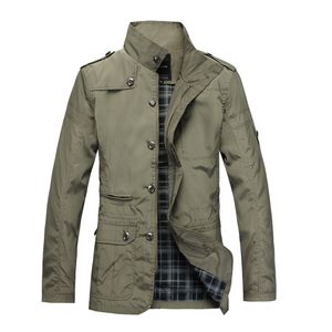 남자 폴리 에스테르 윈드 브레이커 슬림 핏 스탠드 칼라 재킷 겉옷 (플러스 크기)