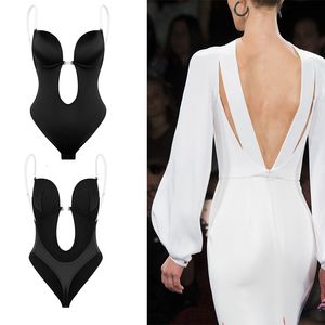 Waist Tummy Shaper Invisible Bra Body Transparent Removable Straps European and American Tights Evening Dress Corset Bodysuit Shapewear 230826