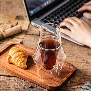 Verres à vin 120/250/335ml, tasse de fête au lait de Brandy, ensemble transparent, tasse à café, expresso, verre à thé, Anti-brûlure, Double couche, suspension d'oreille