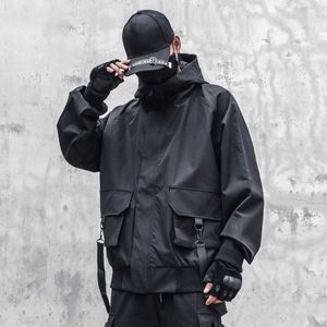 Herrjackor Autumn Loose Cargo Windbreaker Streetwear Functional Hooded Coats Techwear Clothing Harajuku High Street Unisex 230826