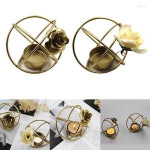 Castiçais estilo nórdico suporte de metal rosa flor castiçal suporte geométrico para casa festa de casamento decoração de mesa