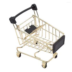 Aufbewahrungsflaschen, Einkaufswagen, Korb, Mini-Trolley, Einkaufswagen, Spielzeug, goldene Snackbehälter, Kinder, zarte Ornamente