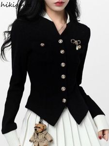 Damen-Strick-T-Shirts, schwarzer Pullover, abgeschnittene Strickjacken, Mantel, Damenbekleidung, Strickpullover, Mode, Sueter Ropa Mujer, koreanische Pullover, Y2k-Tops 230827