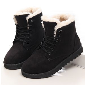 Buty kobiety zimowe ciepłe śnieg Faux zamszowy kostka do butów botas mujer pluszowa kobieta WSH3132 230826