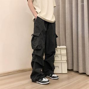 Pantaloni da uomo Cargo Moda uomo Tasca Casual Stile coreano Hip Hop Pantaloni larghi dritti da donna Streetwear