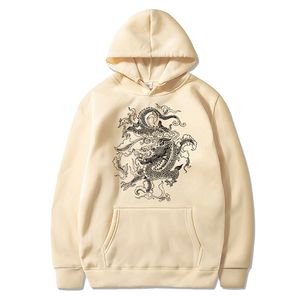 Women's Hoodies Sweatshirts Y2K Thickened dragon print loose hooded sweater for women's autumn and winter long sleeved lazy style hooded vintage punk top 230827
