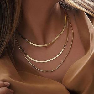 Correntes 3mm corrente 18k banhado a ouro luxo minimalista design de aço inoxidável lâmina colar festa colares para mujer bijoux femme jóias
